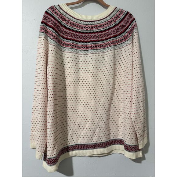 Talbots Nordic fair isle crewneck sweater lambs wool blend 3X - Picture 9 of 10